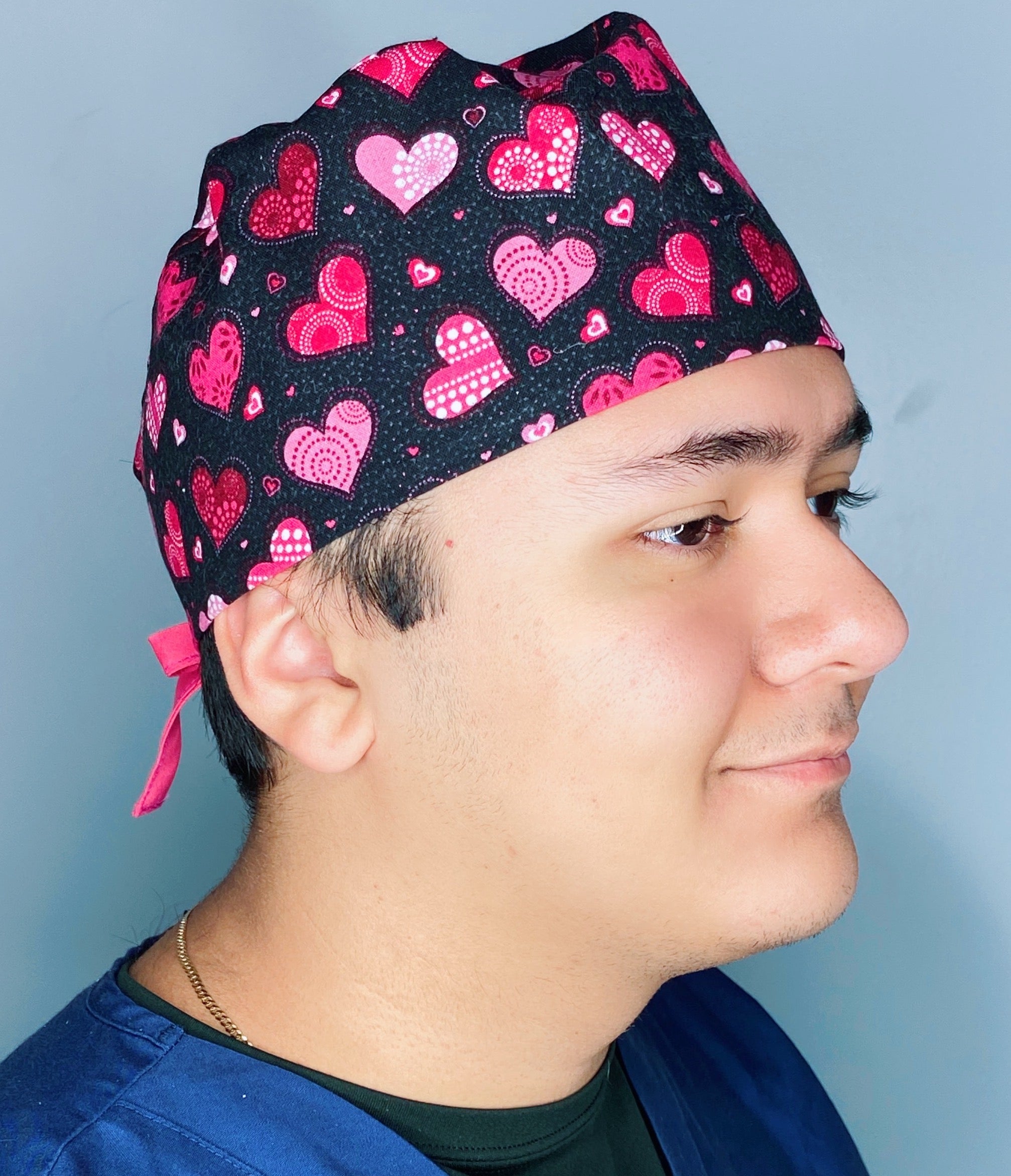 Cute Hearts on Glitter Valentine's Day Unisex Holiday Scrub Cap