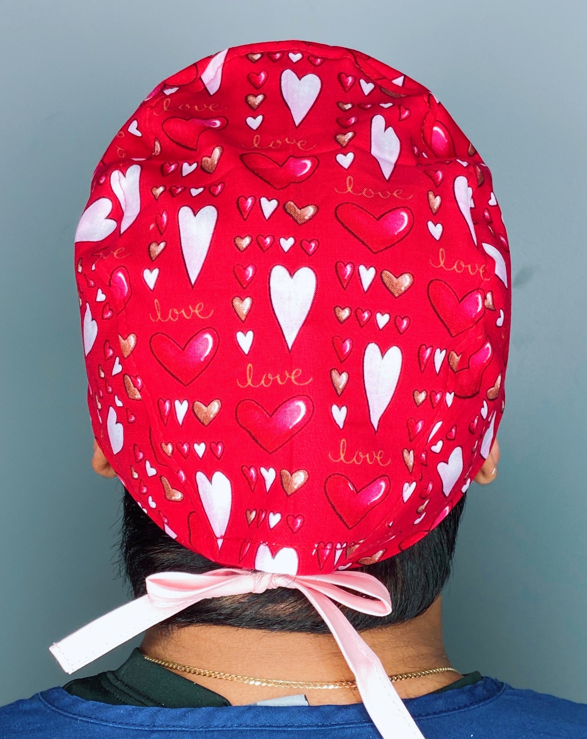 Love & Hearts Valentine's Day Unisex Holiday Scrub Cap