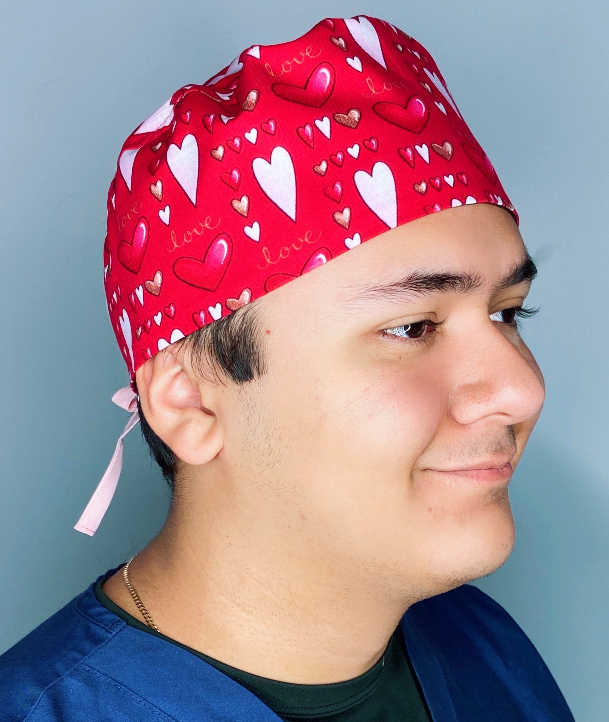 Love & Hearts Valentine's Day Unisex Holiday Scrub Cap