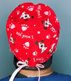 I Woof You Pups on Red Valentine's Day Unisex Holiday Scrub Cap