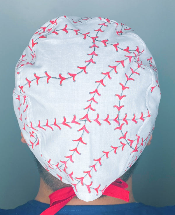 Baseballs Pattern White Unisex Sport Scrub Cap