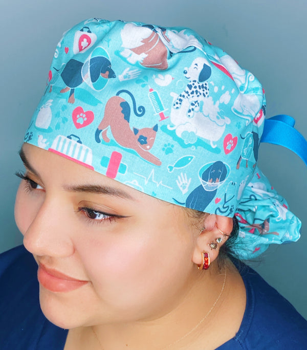 Adorable Dogs Veterinarian Animal Medical Themed Ponytail