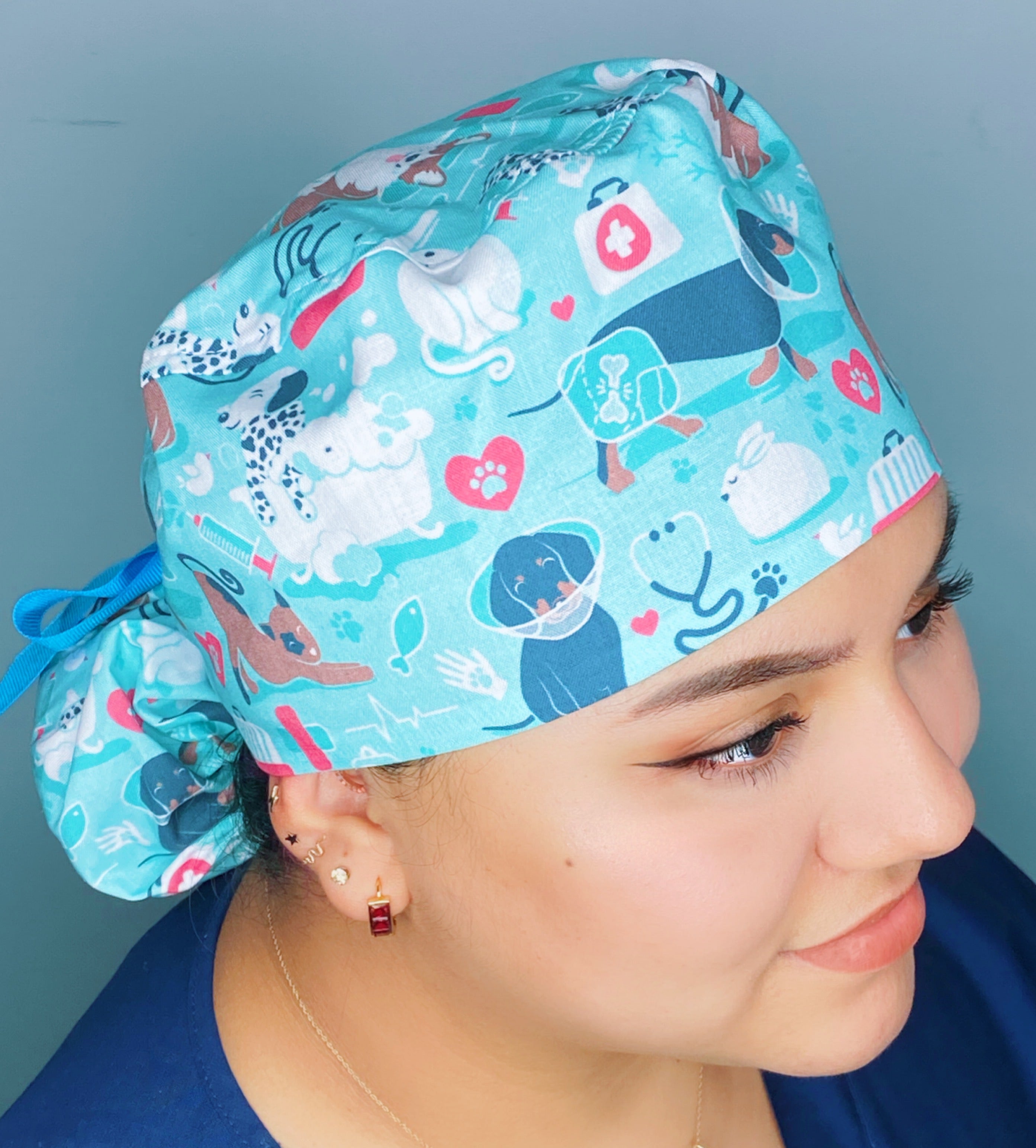 Adorable Dogs Veterinarian Animal Medical Themed Ponytail