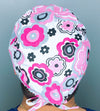 Pink & Grey Floral Design Unisex Cute Scrub Cap