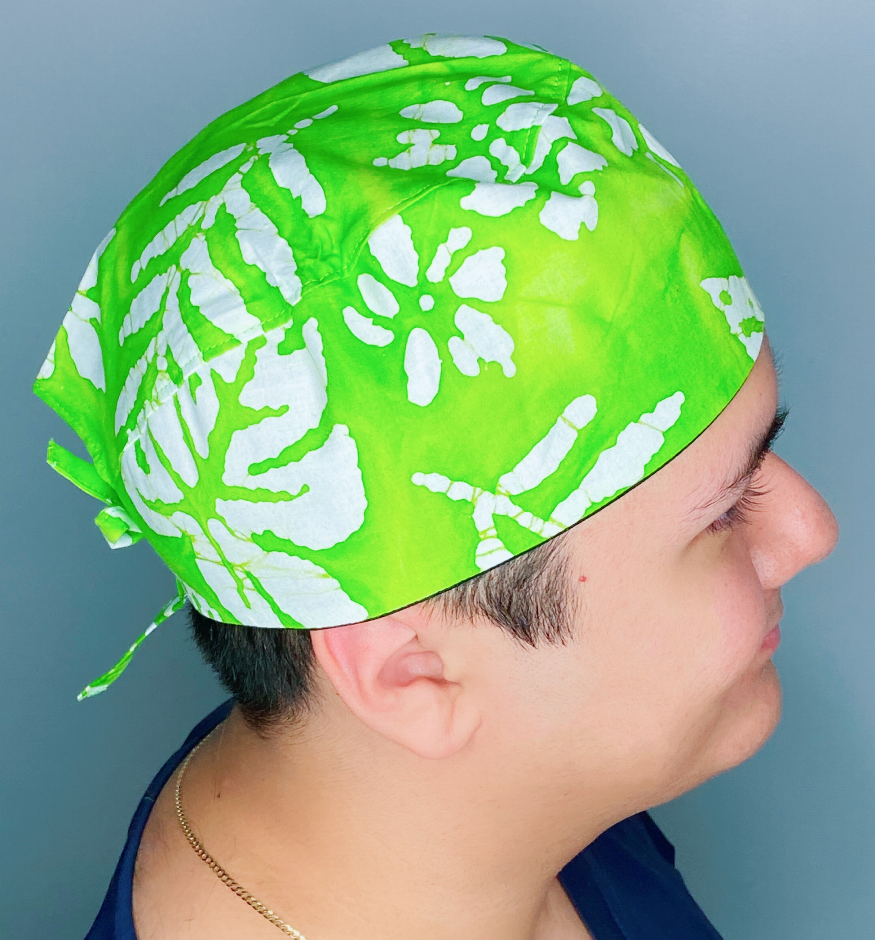 Tie Dye Leaf Green Floral Design Unisex Cute Scrub Cap