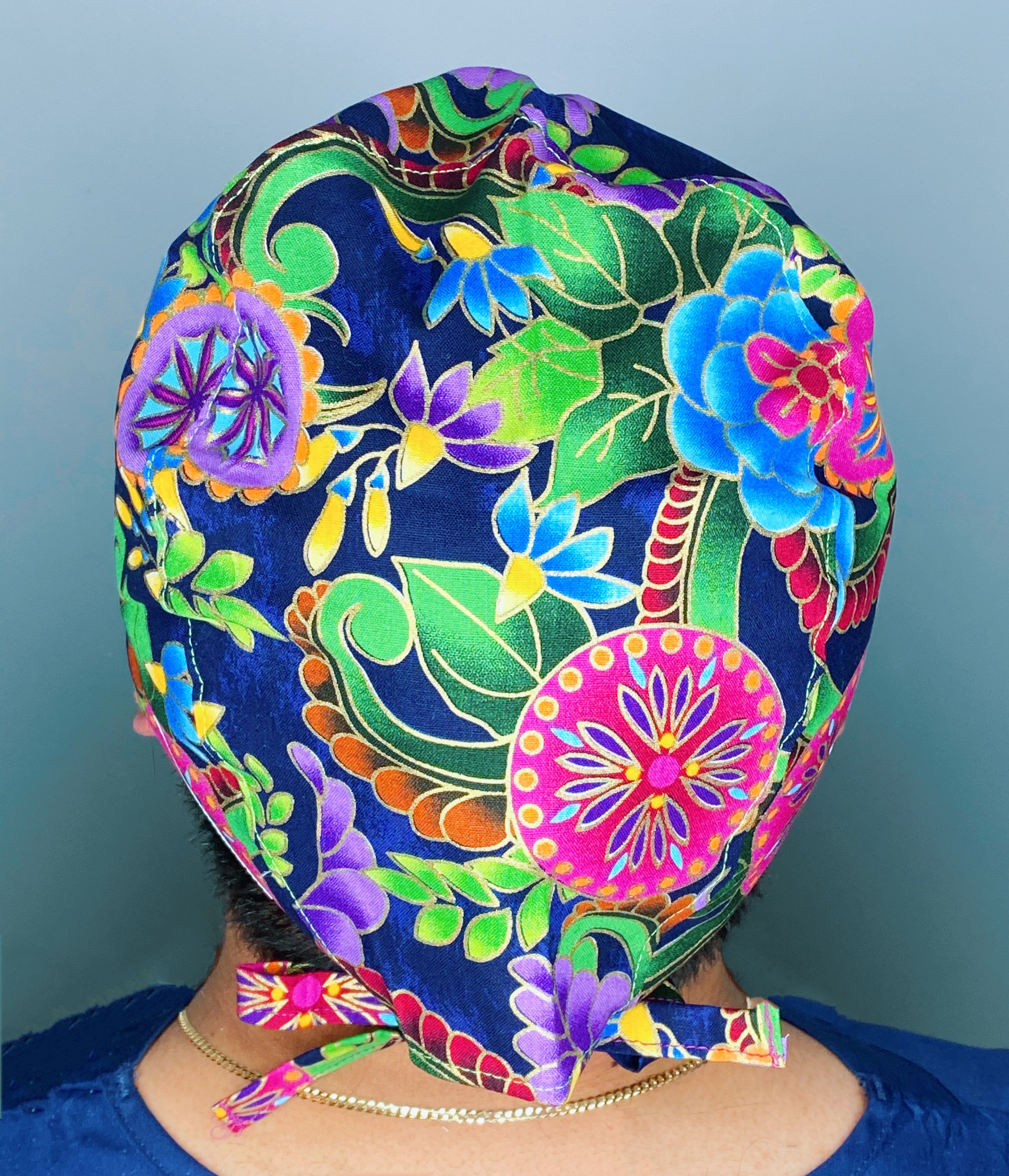 Colorful Metallic Arabesque Mandala Floral Design Unisex Cute Scrub Cap