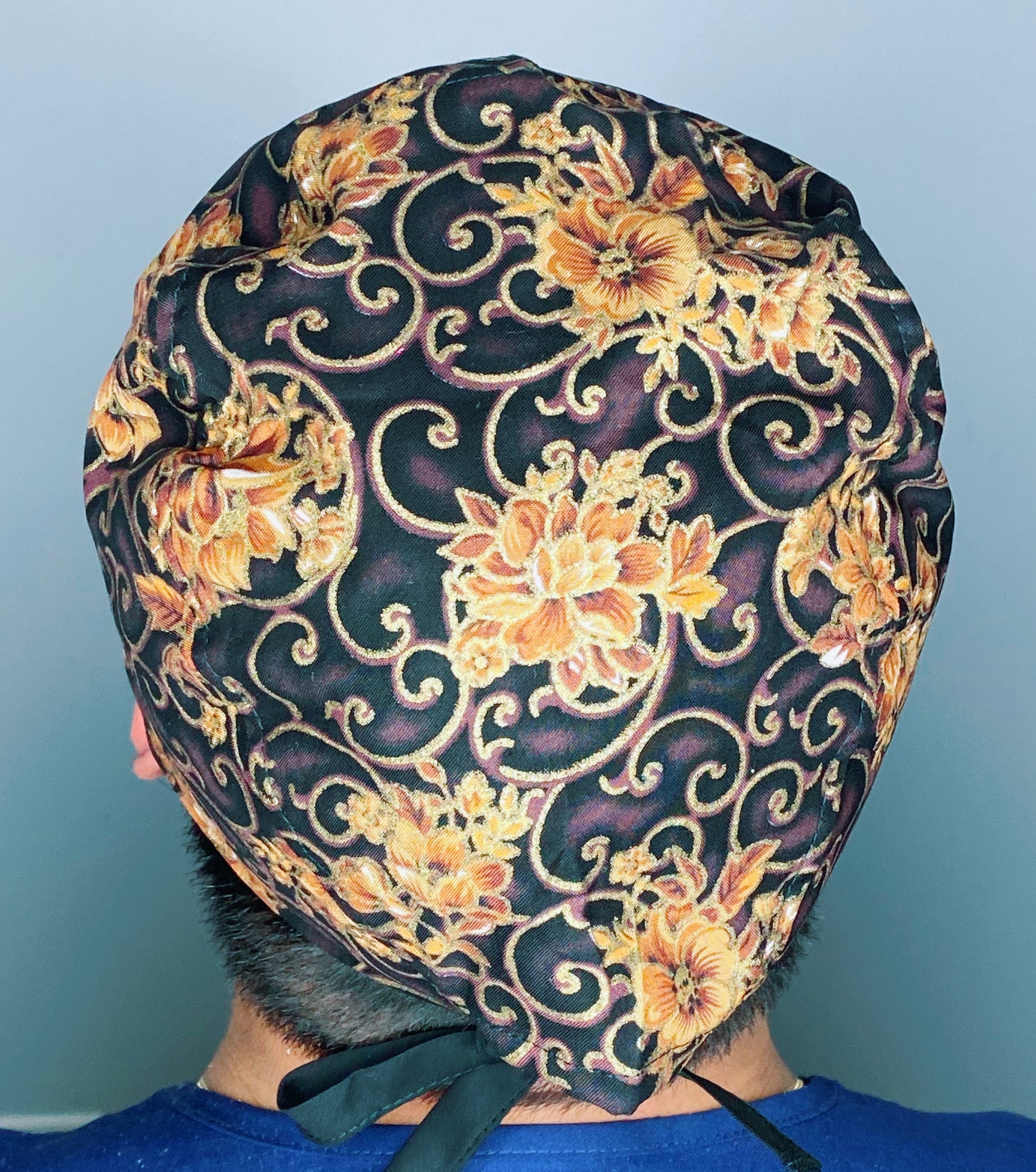 Brown & Gold Glitter Arabesque Mandala Floral Design Unisex Cute Scrub Cap