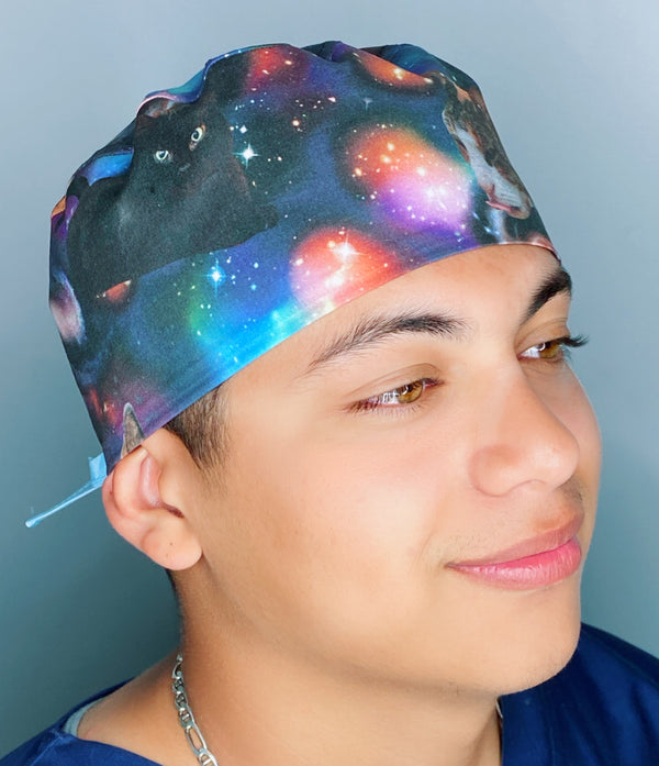 Galaxy Cats Funny Cats Unisex Animal Scrub Cap