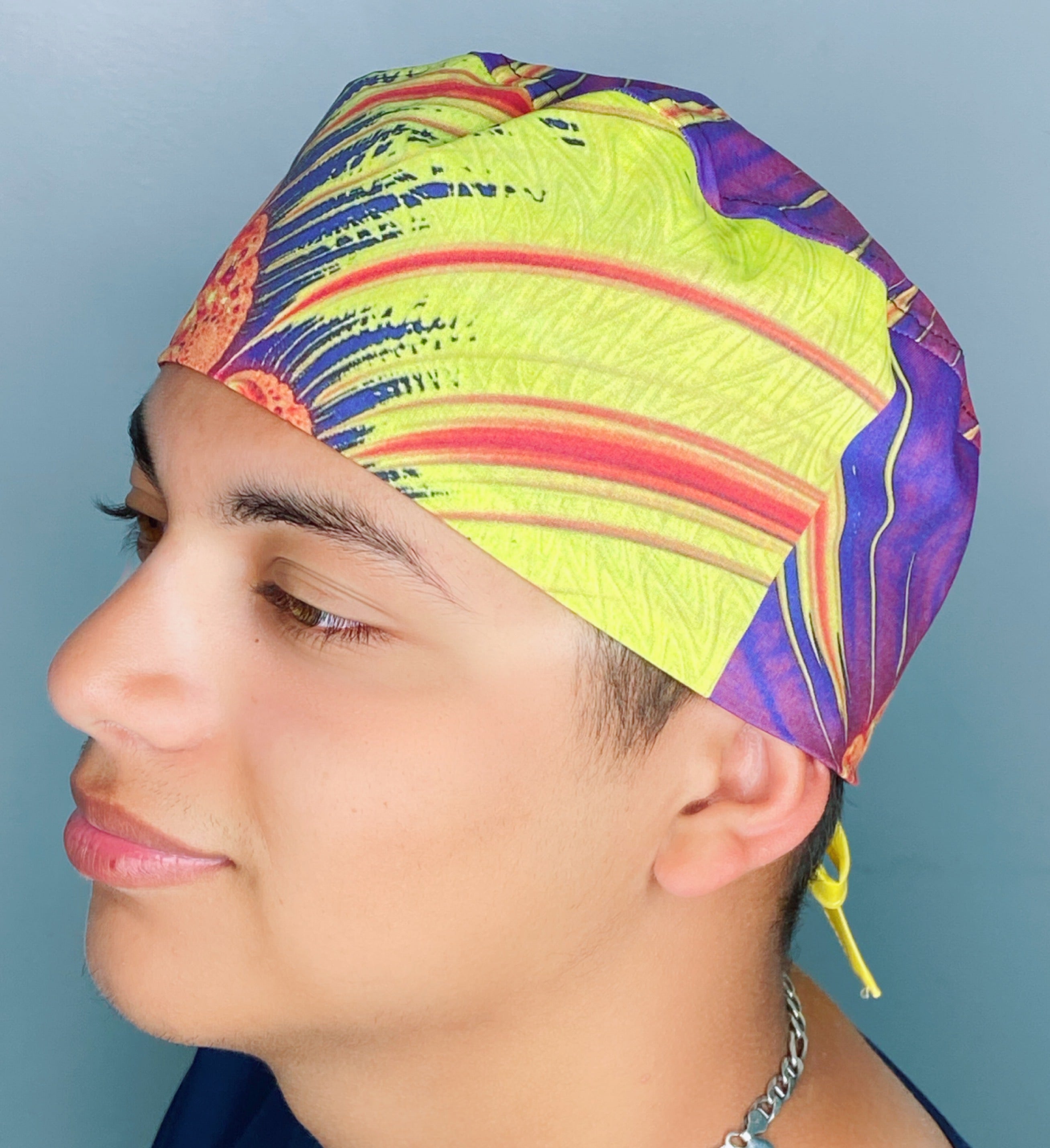 Yellow & Red Mandala Design Unisex Cute Scrub Cap