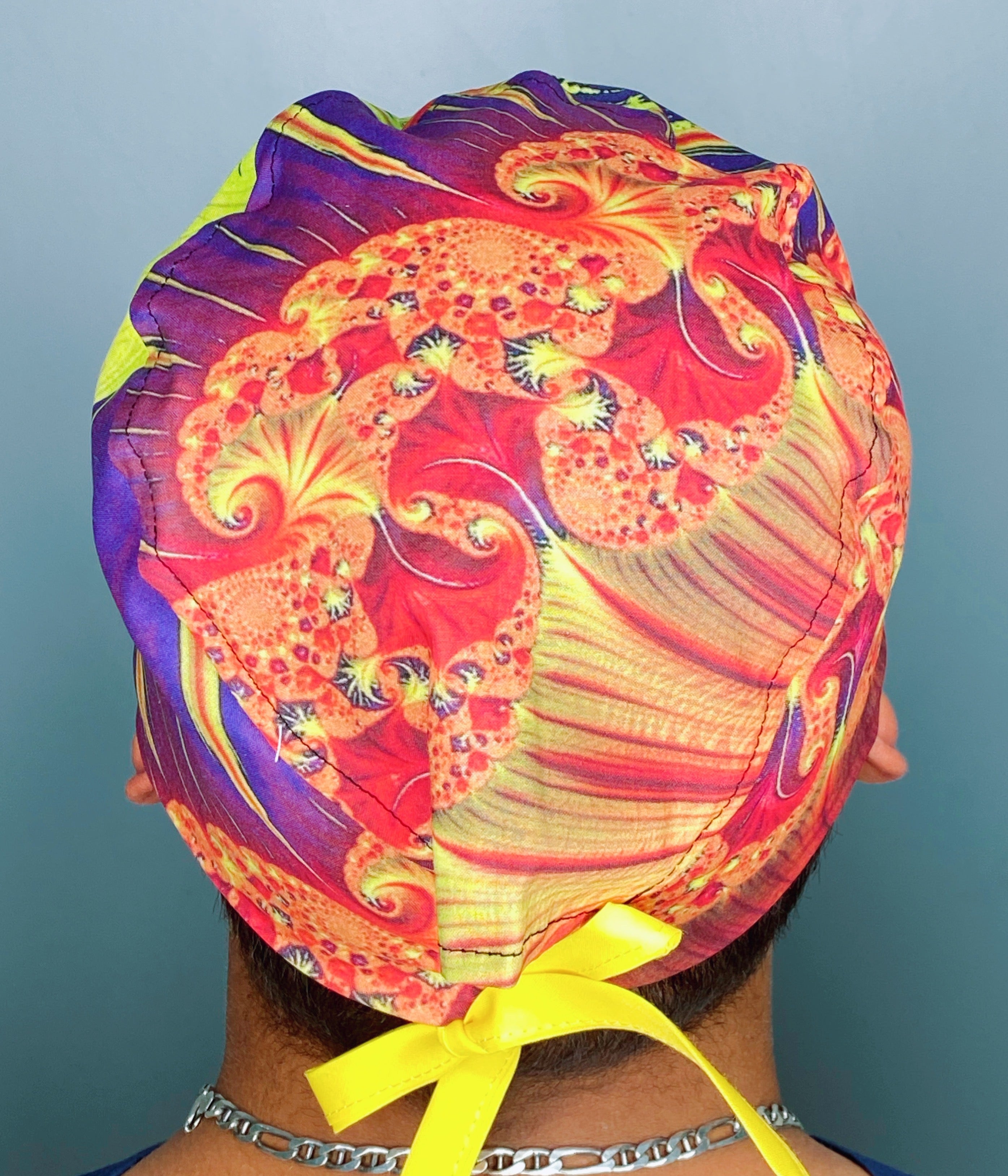 Yellow & Red Mandala Design Unisex Cute Scrub Cap