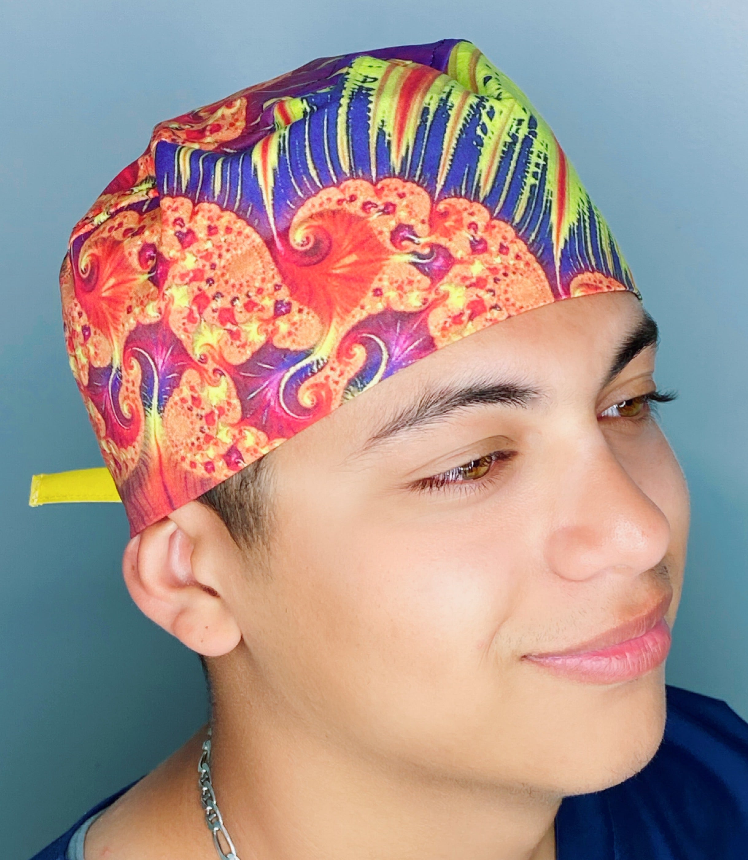 Yellow & Red Mandala Design Unisex Cute Scrub Cap