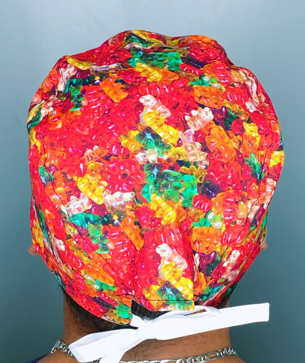 Colorful Gummy Bears Candy Unisex Food Scrub Cap