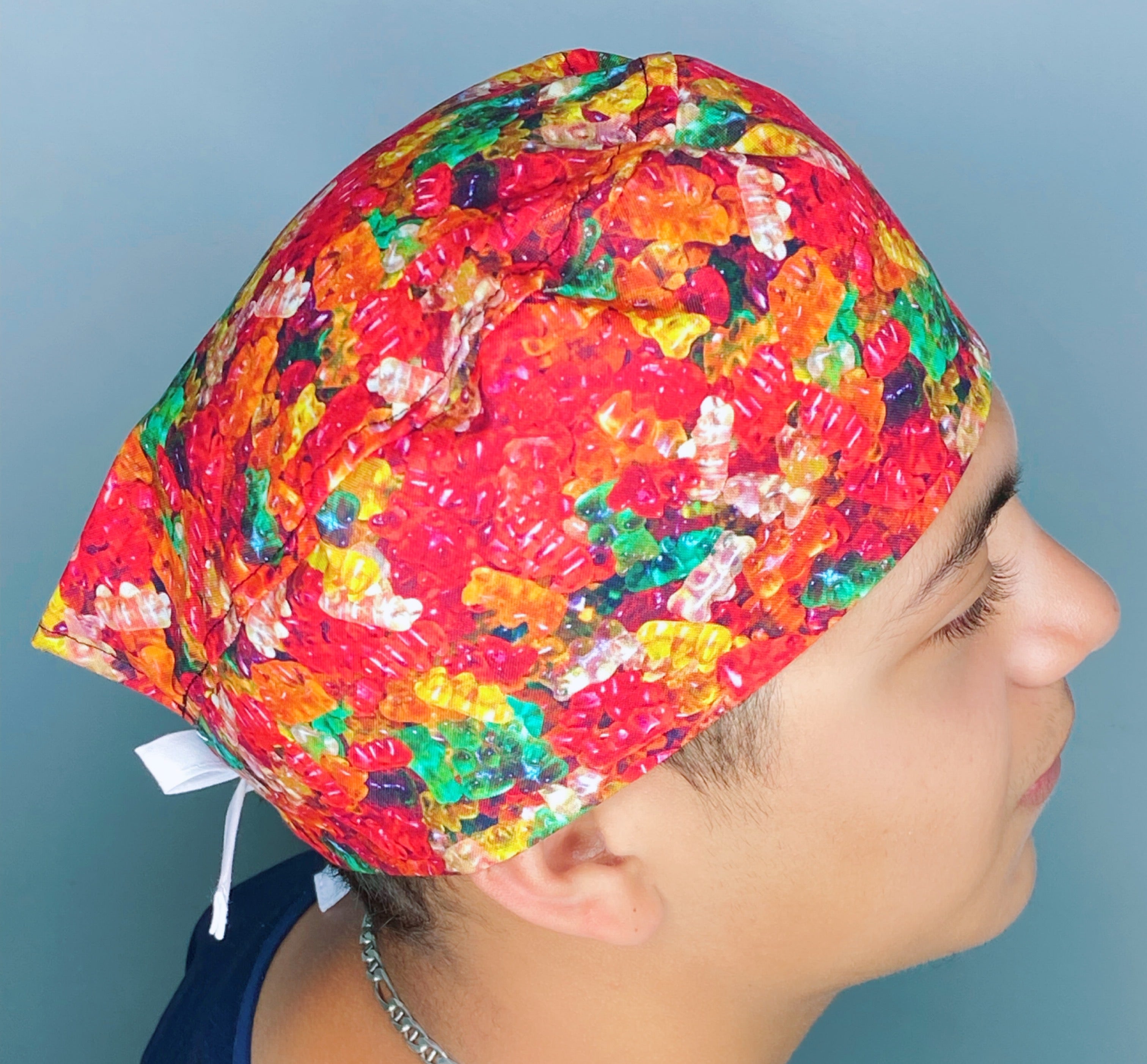 Colorful Gummy Bears Candy Unisex Food Scrub Cap