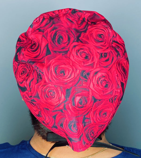 Beautiful Red Roses Floral Design Unisex Cute Scrub Cap