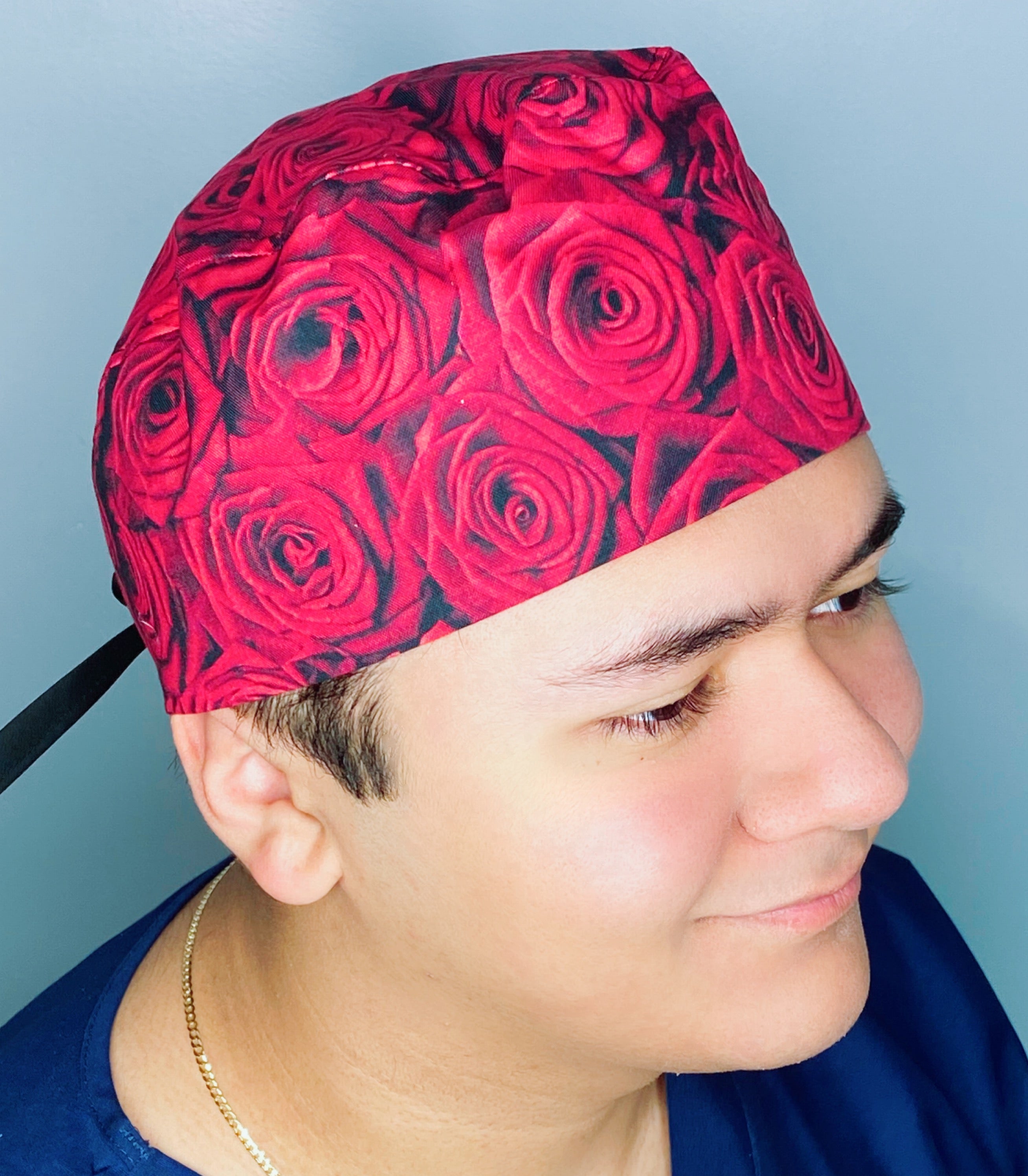 Beautiful Red Roses Floral Design Unisex Cute Scrub Cap