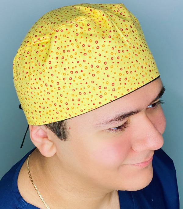 Small Circles Polka Dots on Yellow Unisex Fancy Scrub Cap