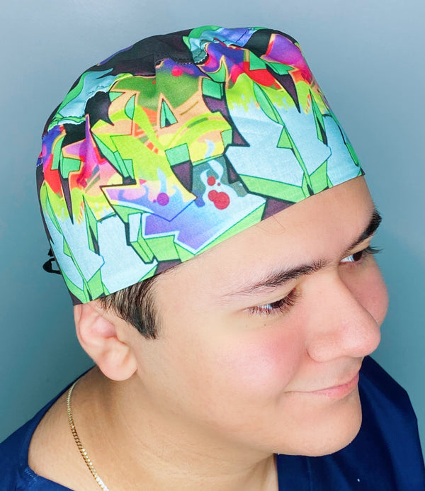 MAMA Colorful Graffiti Design Unisex Fancy Scrub Cap