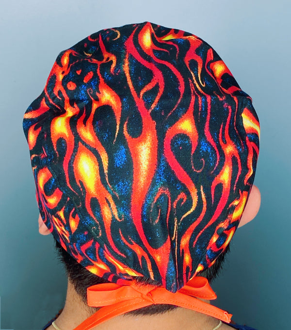 Bright Flames Design Unisex Cute Scrub Cap