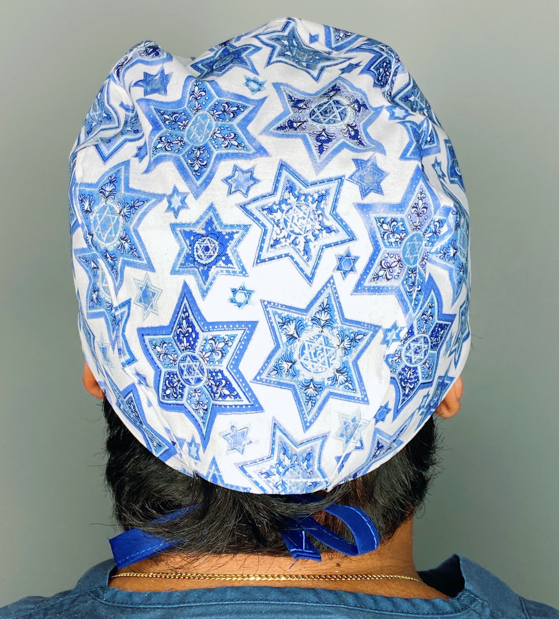 Star of David Metallic Silver Jewish themed Unisex Holiday Scrub Cap