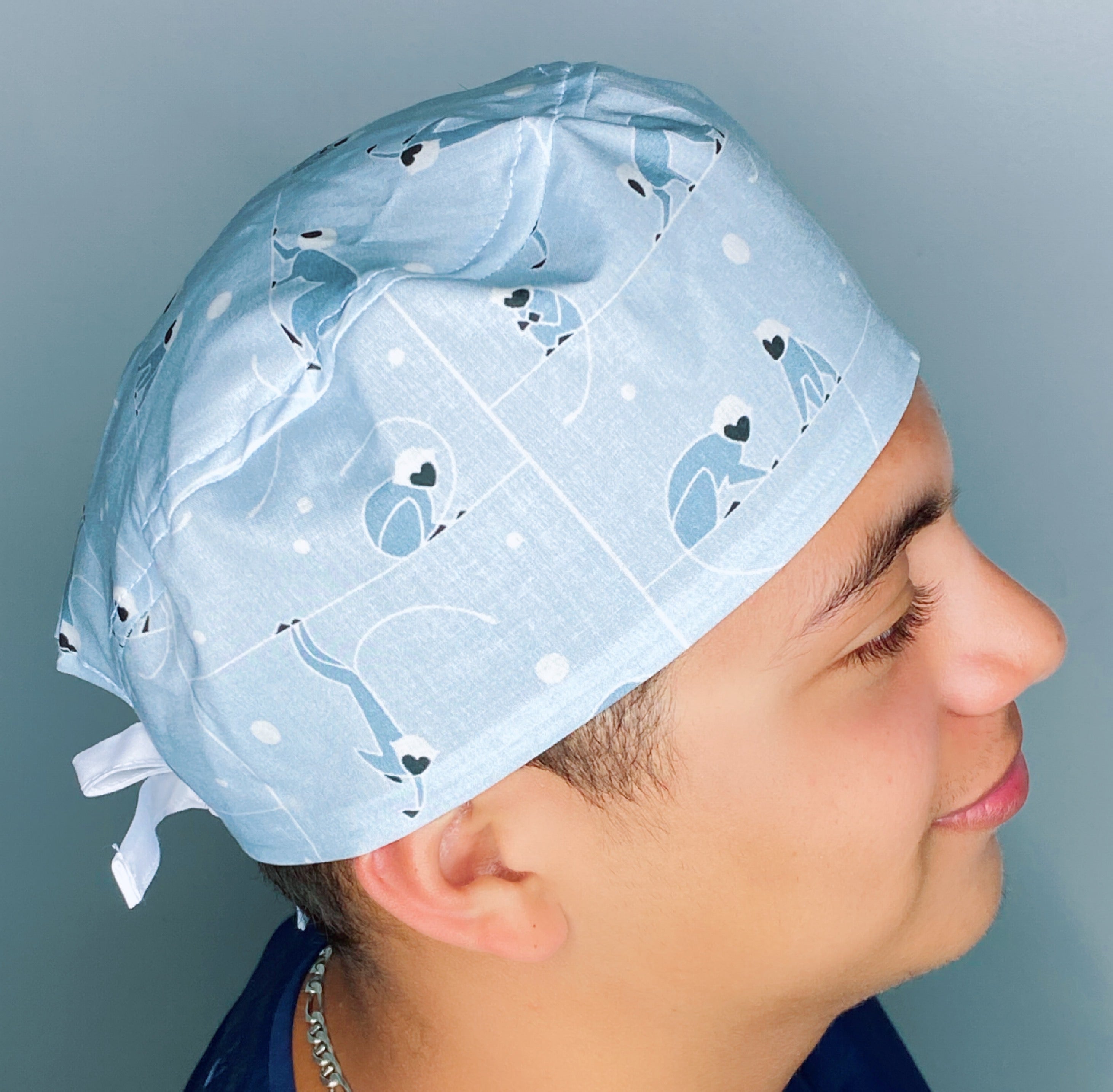 Cute Monkeys on Blue Unisex Animal Scrub Cap