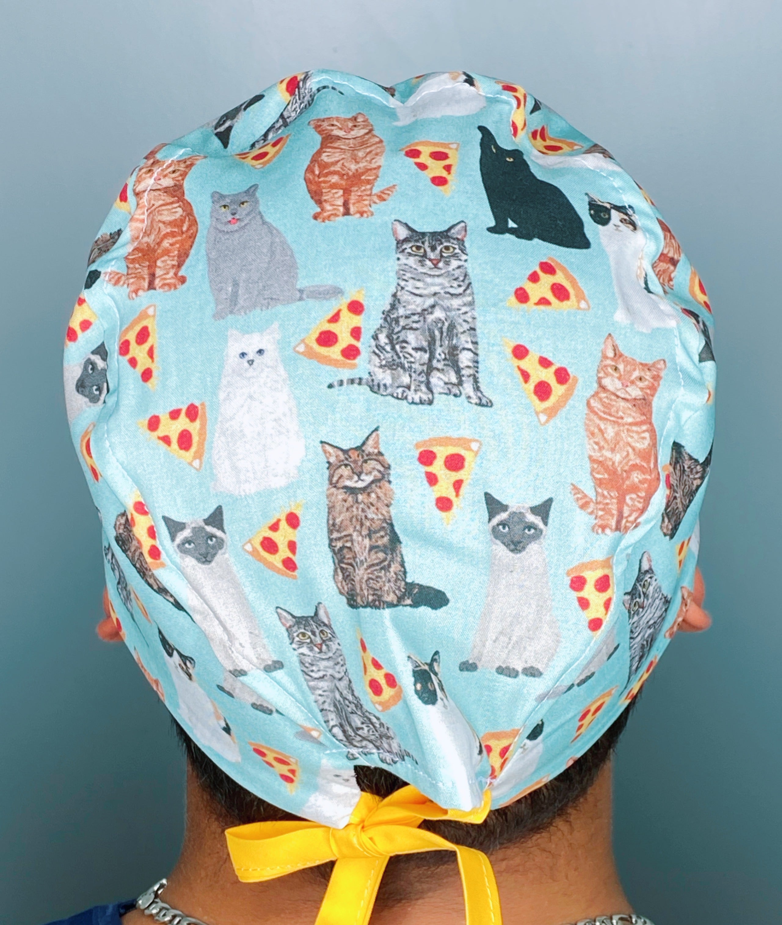 Cats & Pizza Animals Unisex Animal Scrub Cap