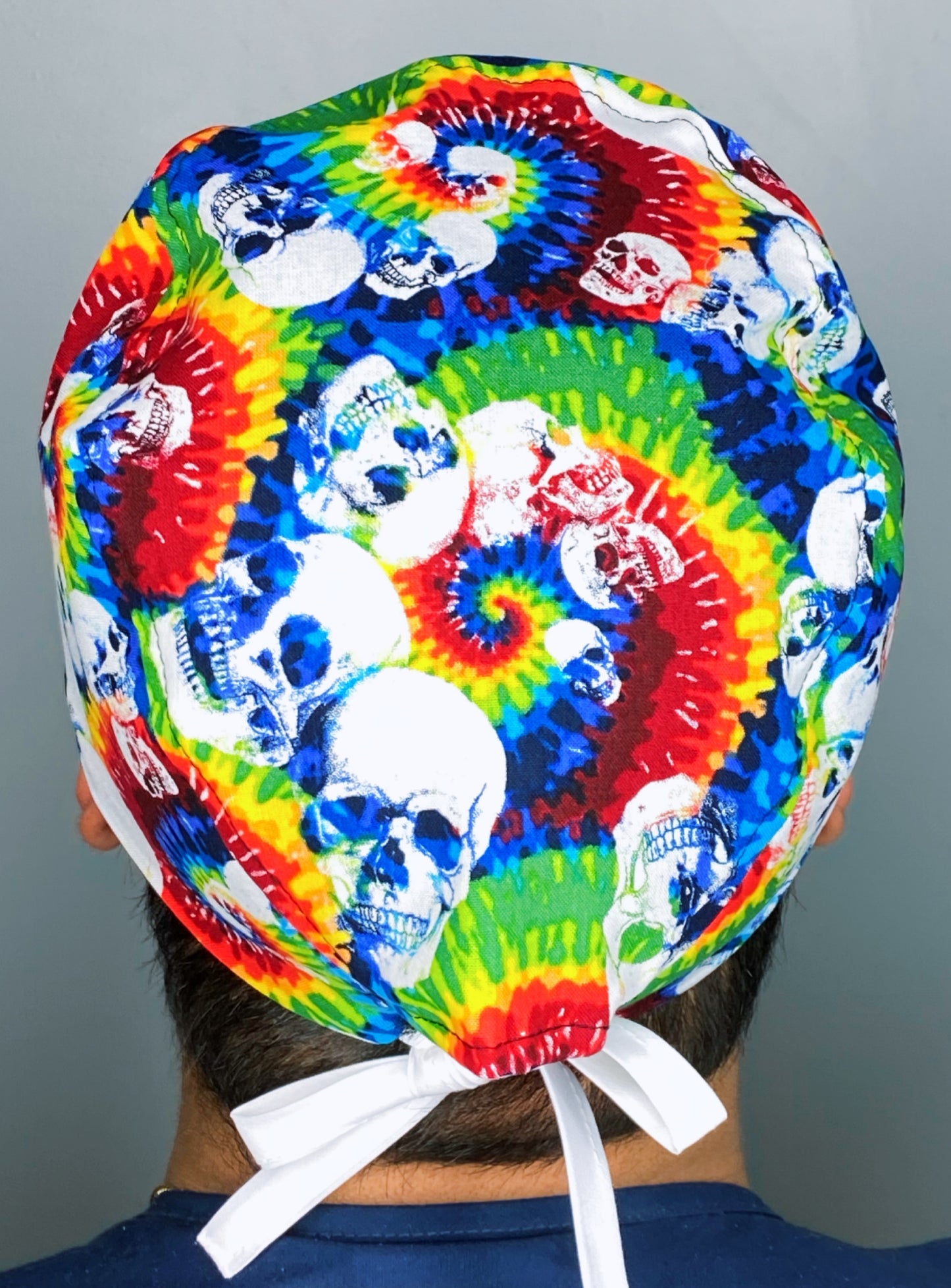 Colorful Tie Dye Skulls Design Unisex Cute Scrub Cap