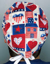 Patriotic Vintage Hearts Independence Day Unisex Holiday Scrub Cap