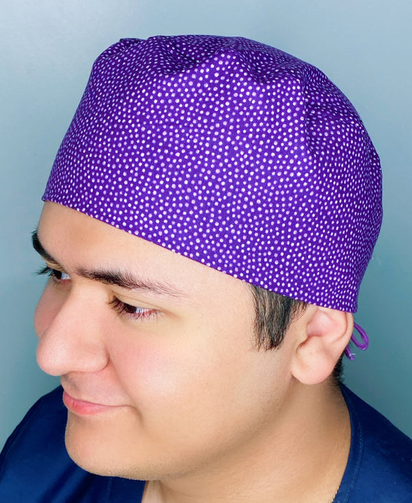 Small Polka Dots on Purple Unisex Fancy Scrub Cap