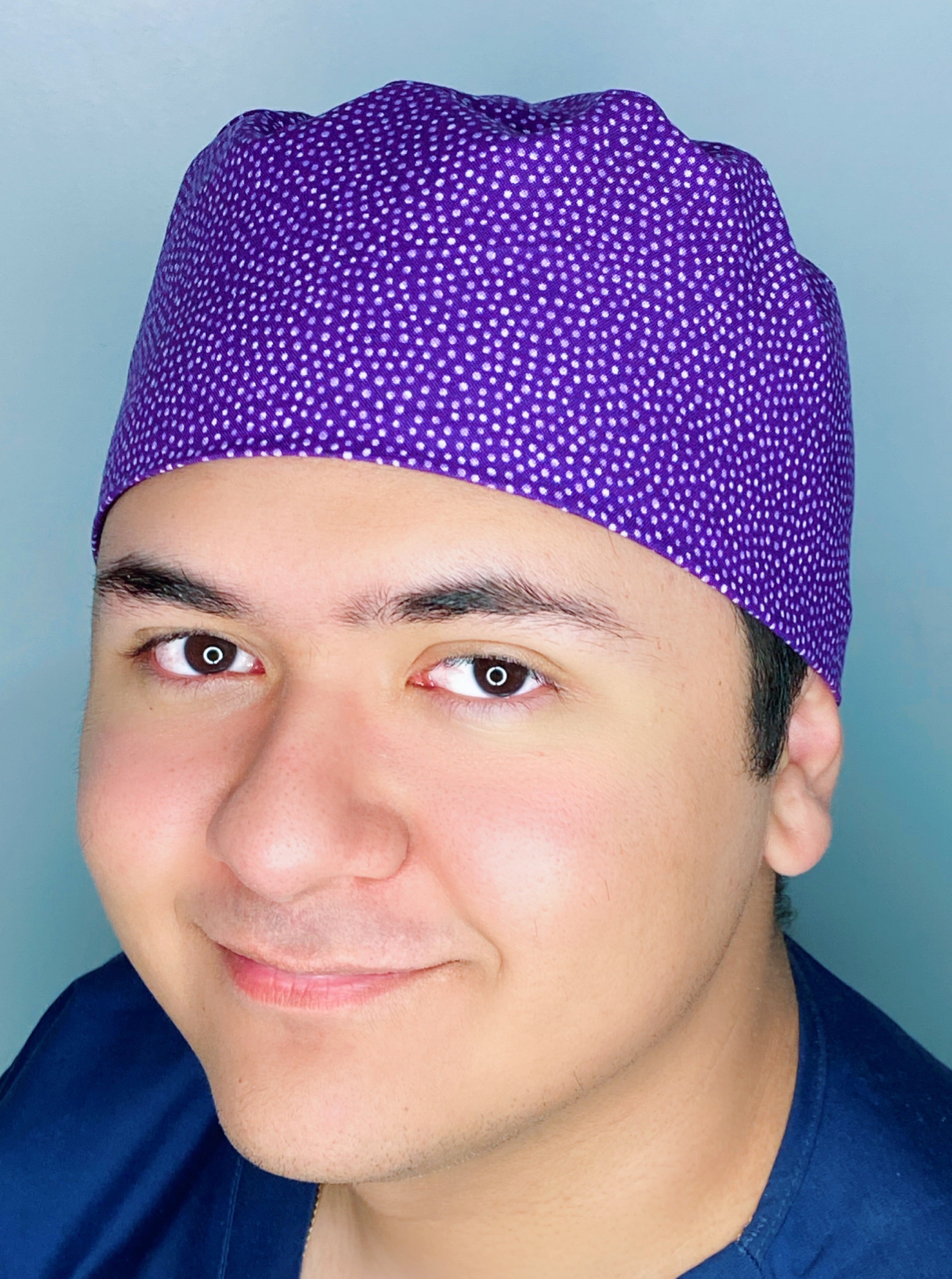 Small Polka Dots on Purple Unisex Fancy Scrub Cap