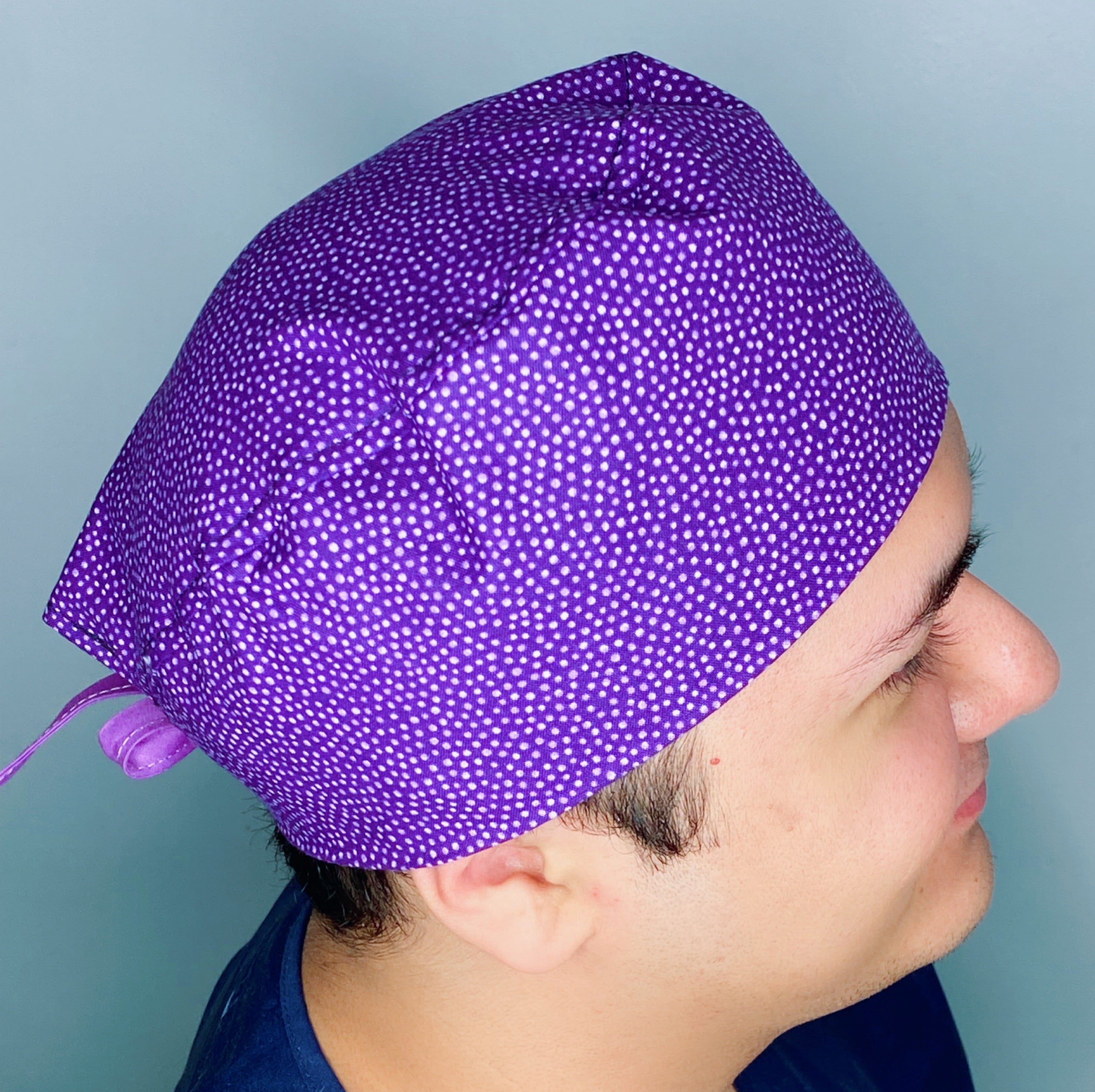 Small Polka Dots on Purple Unisex Fancy Scrub Cap