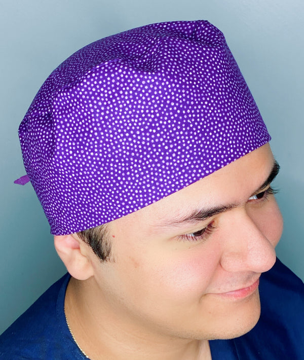 Small Polka Dots on Purple Unisex Fancy Scrub Cap