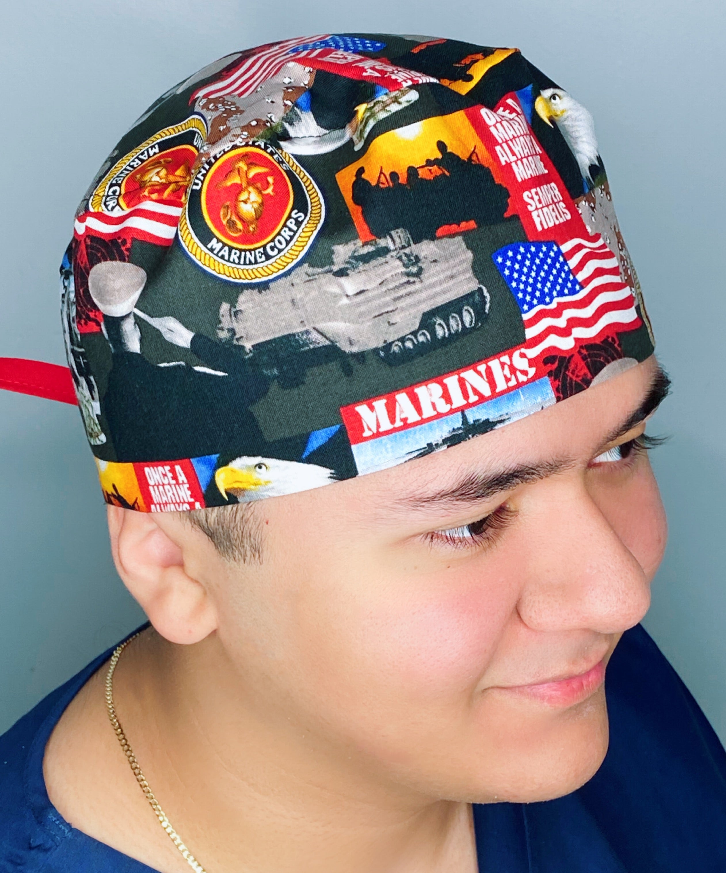 Marine Corps USA Unisex Armed Forces Theme Scrub Cap