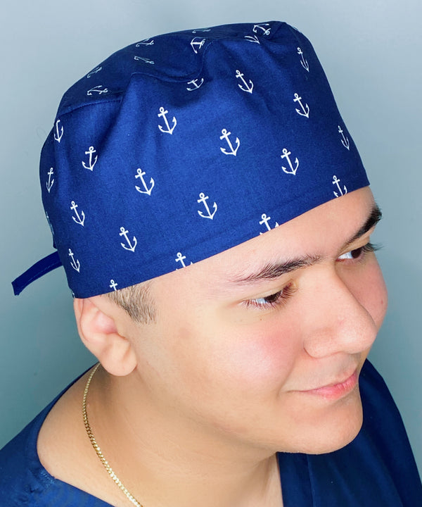 Anchors on Navy Blue Design Unisex Cute Scrub Cap