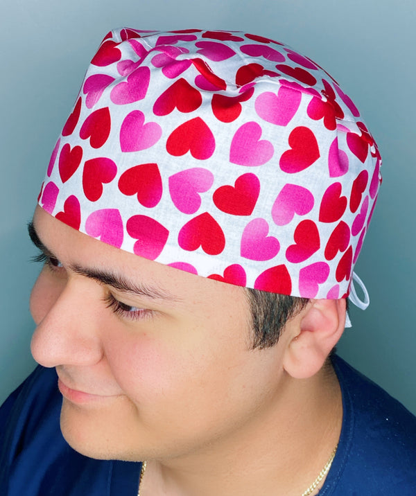 Ombre Hearts on White Valentine's Day Unisex Holiday Scrub Cap