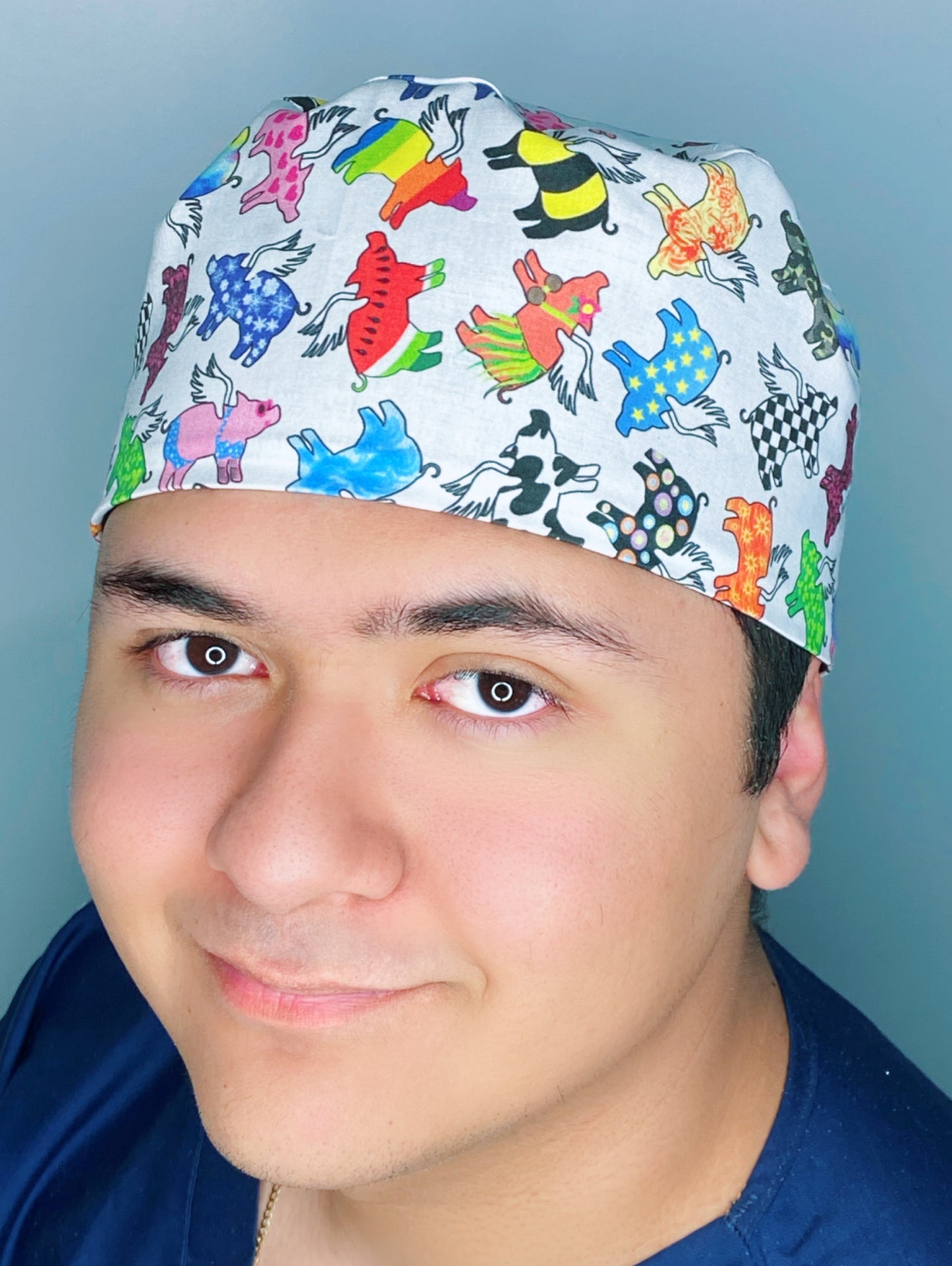 Different Flags Colorful Pigs Flying Unisex Animal Scrub Cap