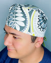 Green & Yellow Neutral Floral Design Unisex Cute Scrub Cap