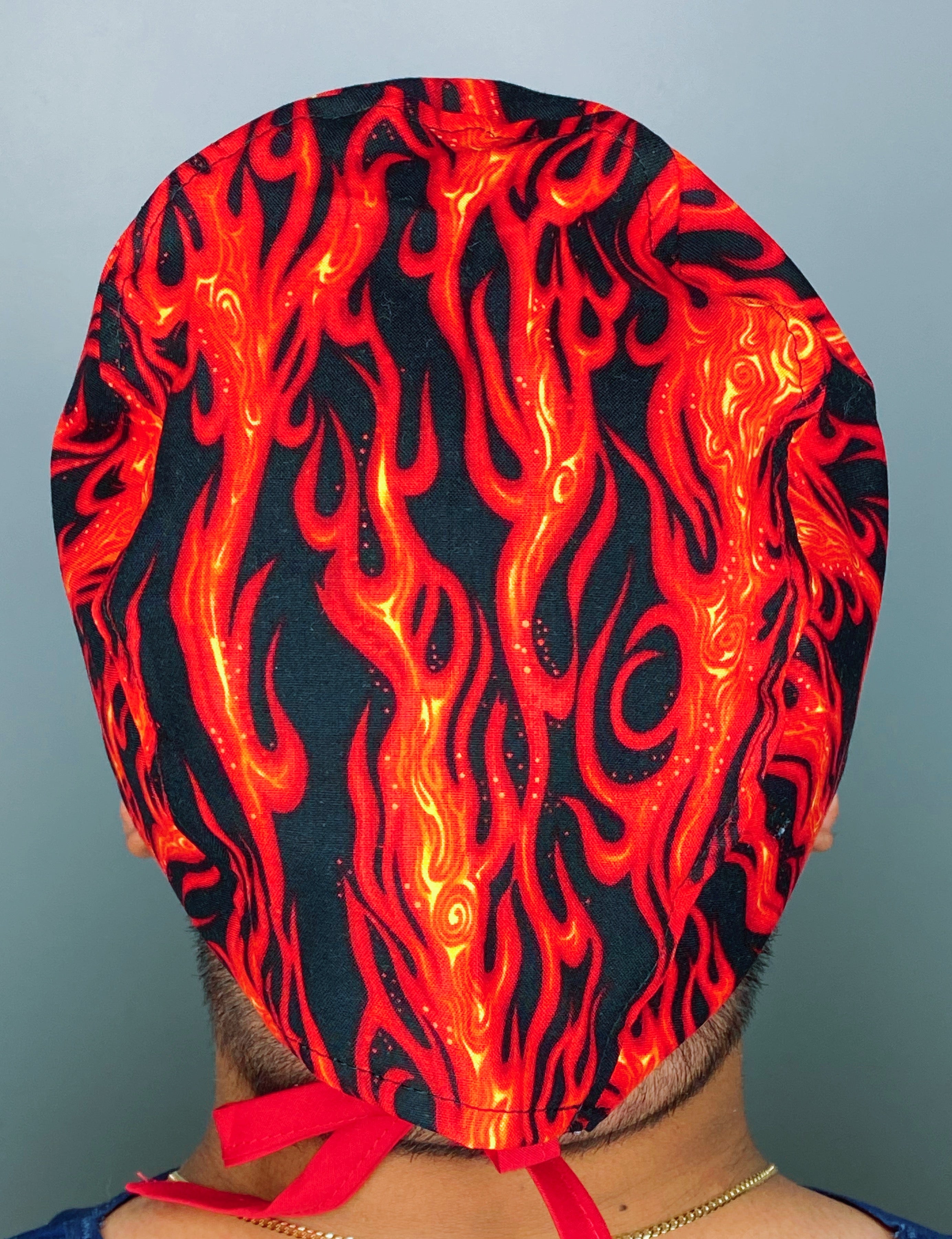 Vivid Flames Fire Design Unisex Cute Scrub Cap