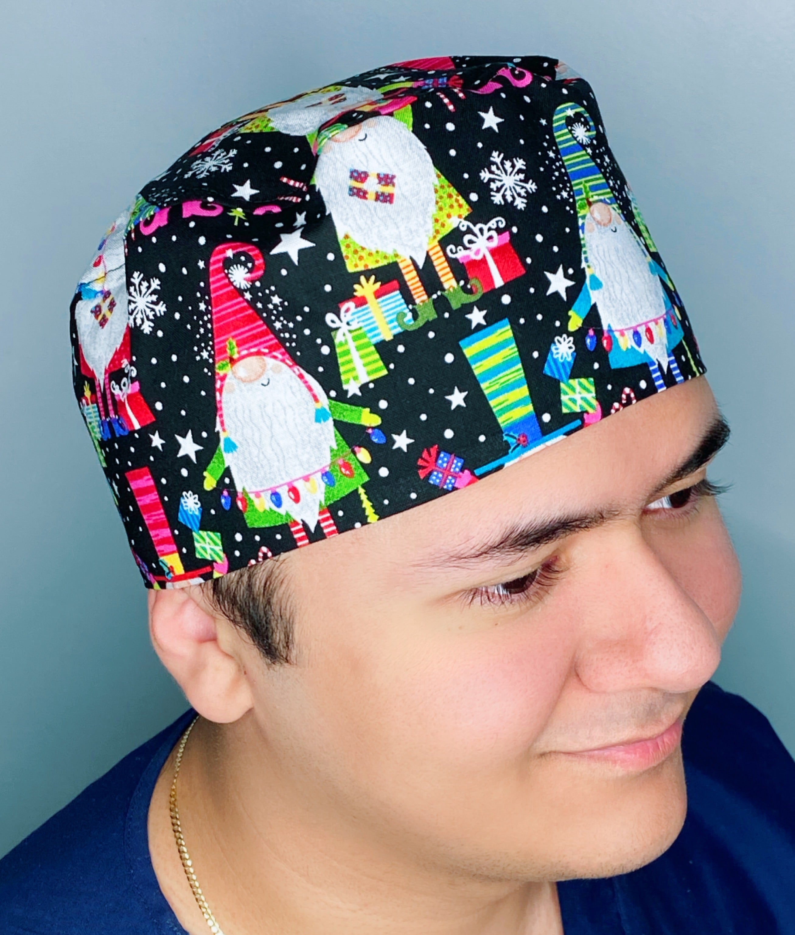 Holiday Gnomes Christmas/Winter themed Unisex Holiday Scrub Cap