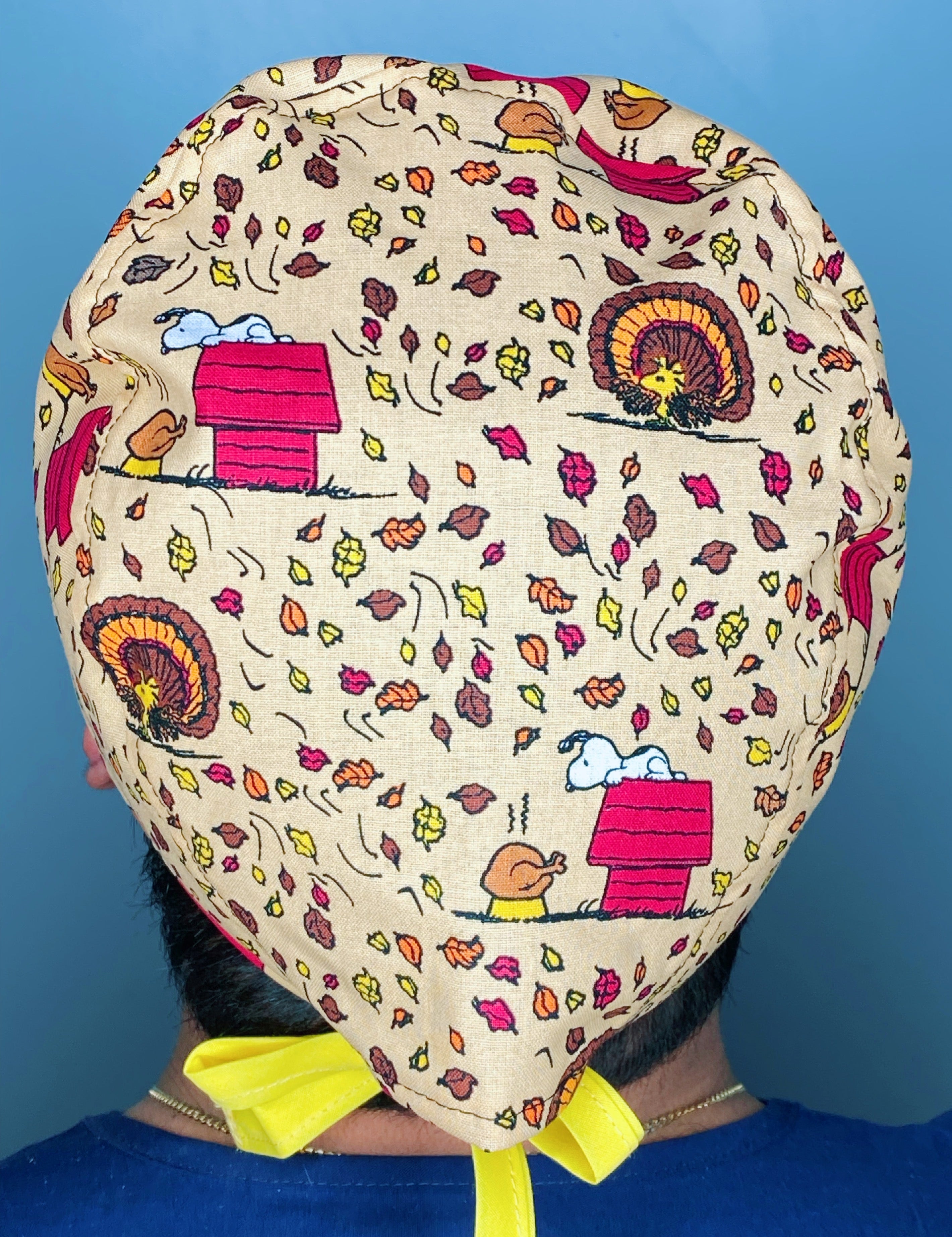 Snoopy & Woodstock Thanksgiving themed Unisex Holiday Scrub Cap