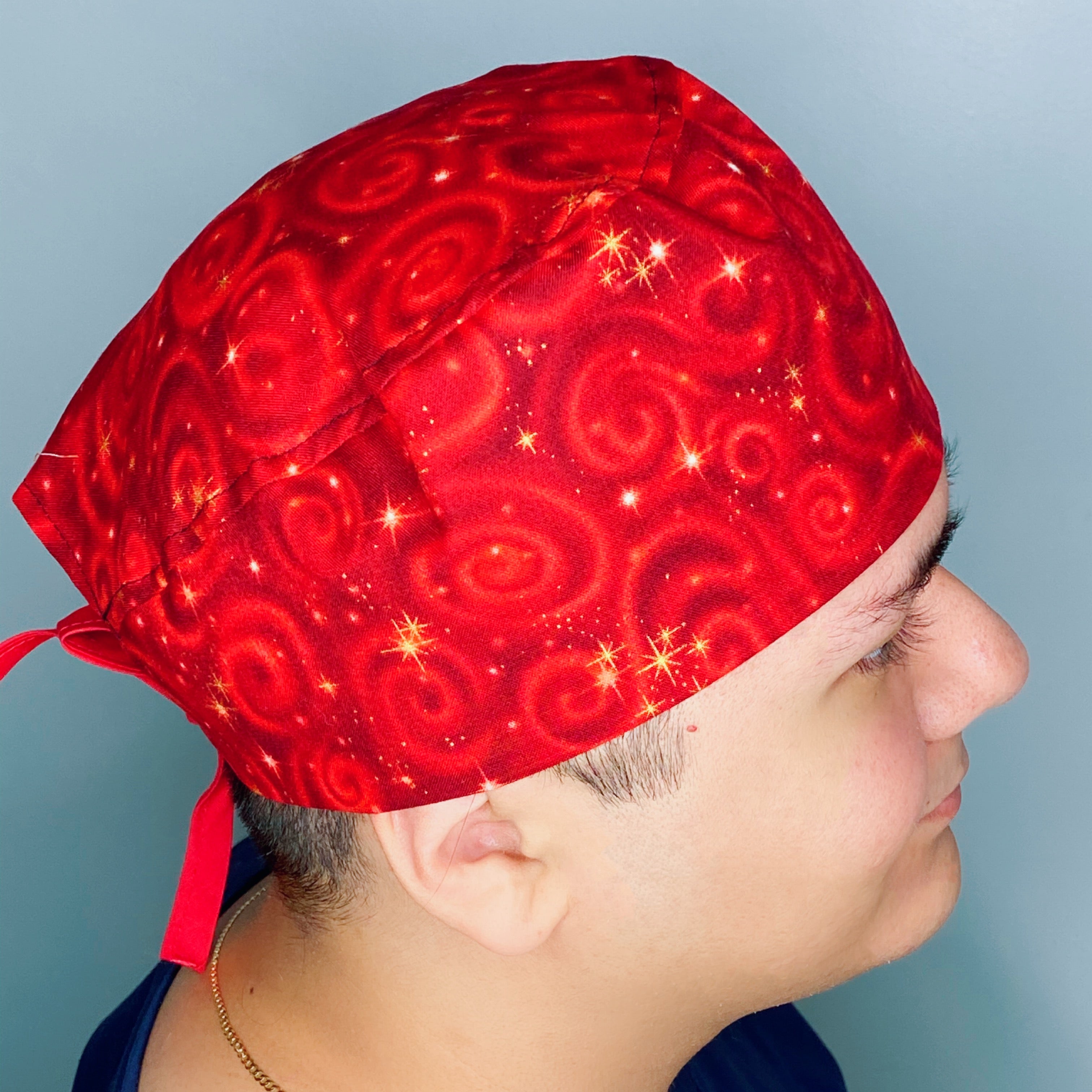 Red Star Galaxy Design Unisex Cute Scrub Cap