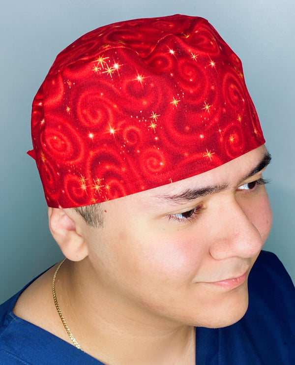 Red Star Galaxy Design Unisex Cute Scrub Cap