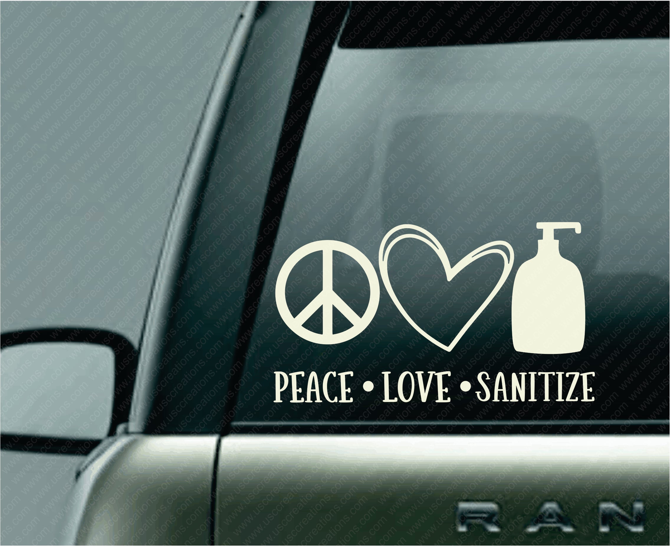 Peace Love Sanitize Decal