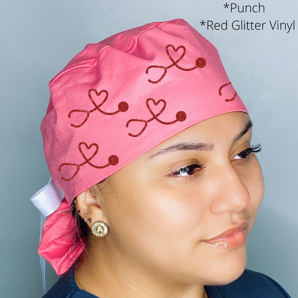 Heart Stethoscope Themed Solid Color Ponytail