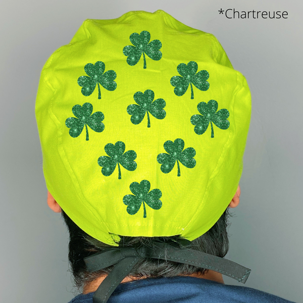 Love Clover Leaf Cute GLITTER St. Patrick's Day Themed Custom Solid Color Unisex Scrub Cap