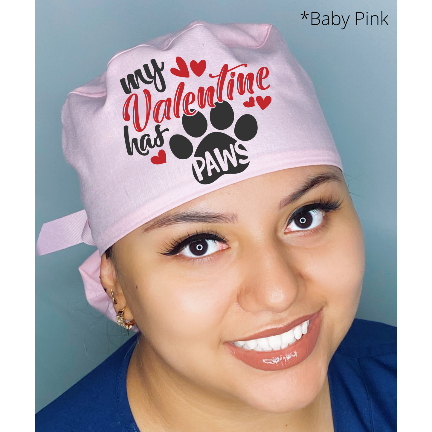 My Valentine Has Paws Dog Lover Valentine's Day Themed Solid Color Ponytail