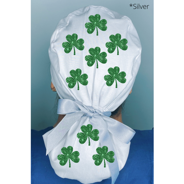 Love St. Patrick's Day Clover Leaf GLITTER Themed Solid Color Ponytail