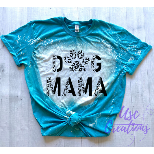 Dog MAMA Cheetah Print Bleached Unisex Soft Style T-Shirt