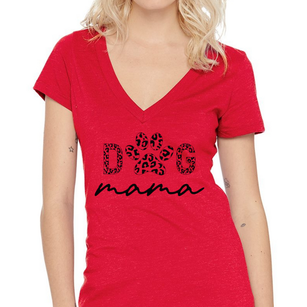 Dog MAMA Paw Print themed Women's Ideal V-Neck Tee