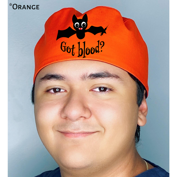 Got Blood Funny Halloween Themed Custom Solid Color Unisex Scrub Cap