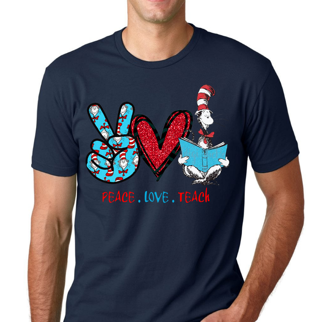 Peace, Love, Teach Famous Children's Book Character Inspired Unisex T-Shirt
